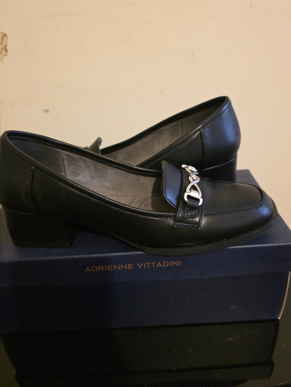 Adrienne Vittadini Black Chain Loafer